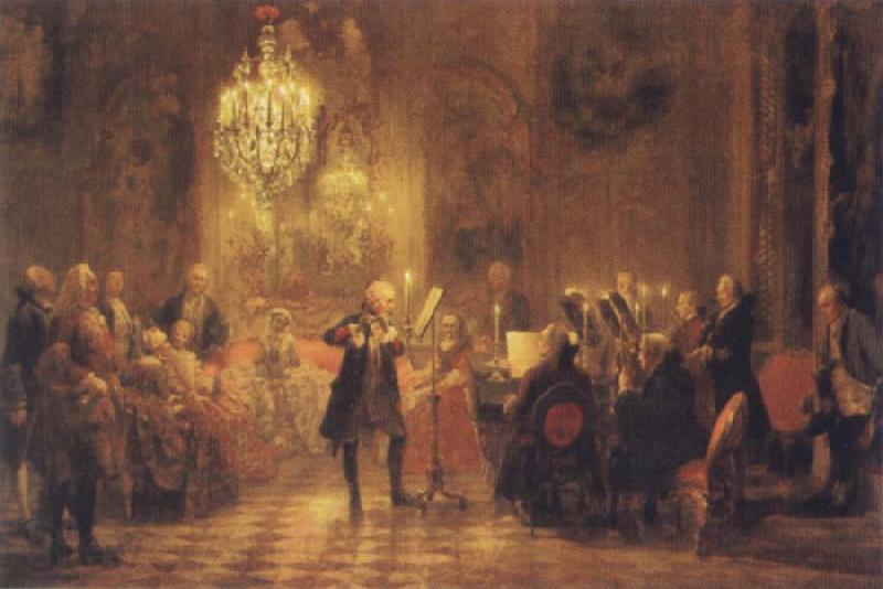 Adolf Friedrich Erdmann Menzel The Flute Concert of Frederick II at Sanssouci Norge oil painting art